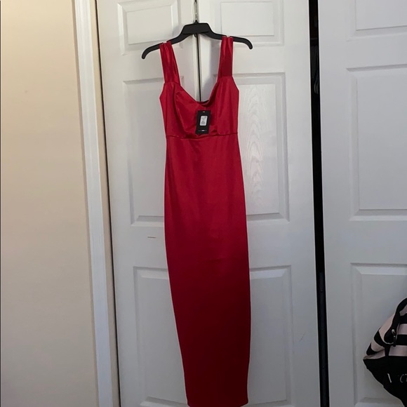 long silky red dress